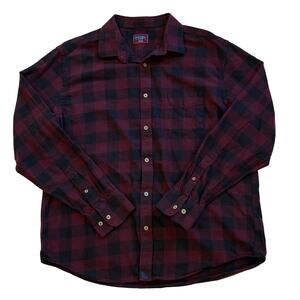 Untuckit Shirt Mens XL Red Blue Plaid Flannel Barrelstone Button Up Long Sleeve